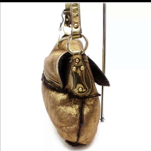 Authentic Fendi Gold Metallic Shearling Fun lined - Picture 2 of 12